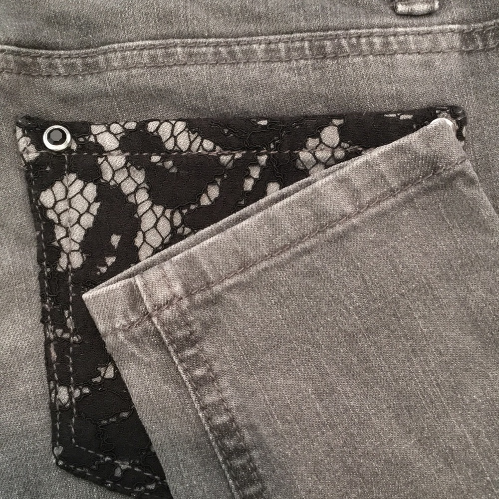 MICHAEL KORS GREY DENIUM LACE POCKET JEWEL JEANS - Picture 5 of 5